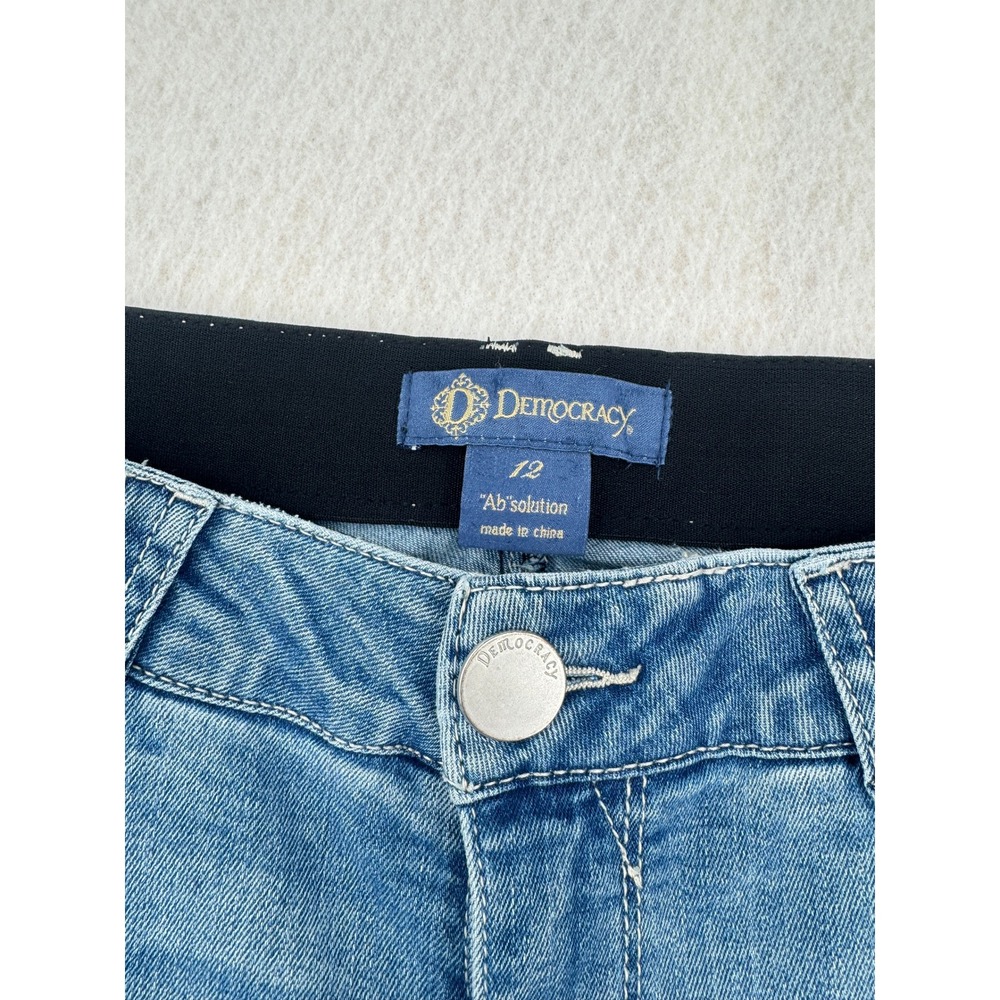 Democracy Ab Solution Blue Denim Bermuda Shorts Womens 12 Distressed 15" Inseam - Picture 2 of 8